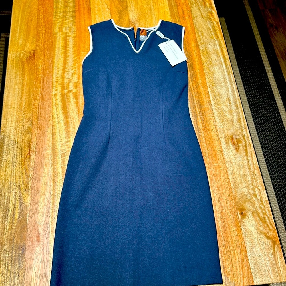 Navy White V-neck dress